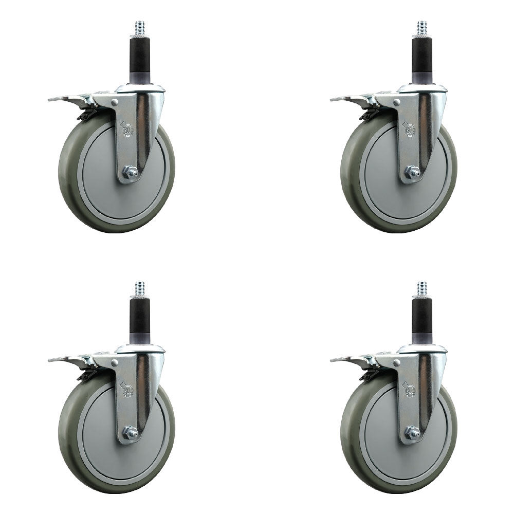 SCC-EXTTL20S614-PPUB-118-4 Polyurethane Swivel Expanding Stem Caster with 6 in. Gray Wheels & 1.13 in. Stems - Set of 4