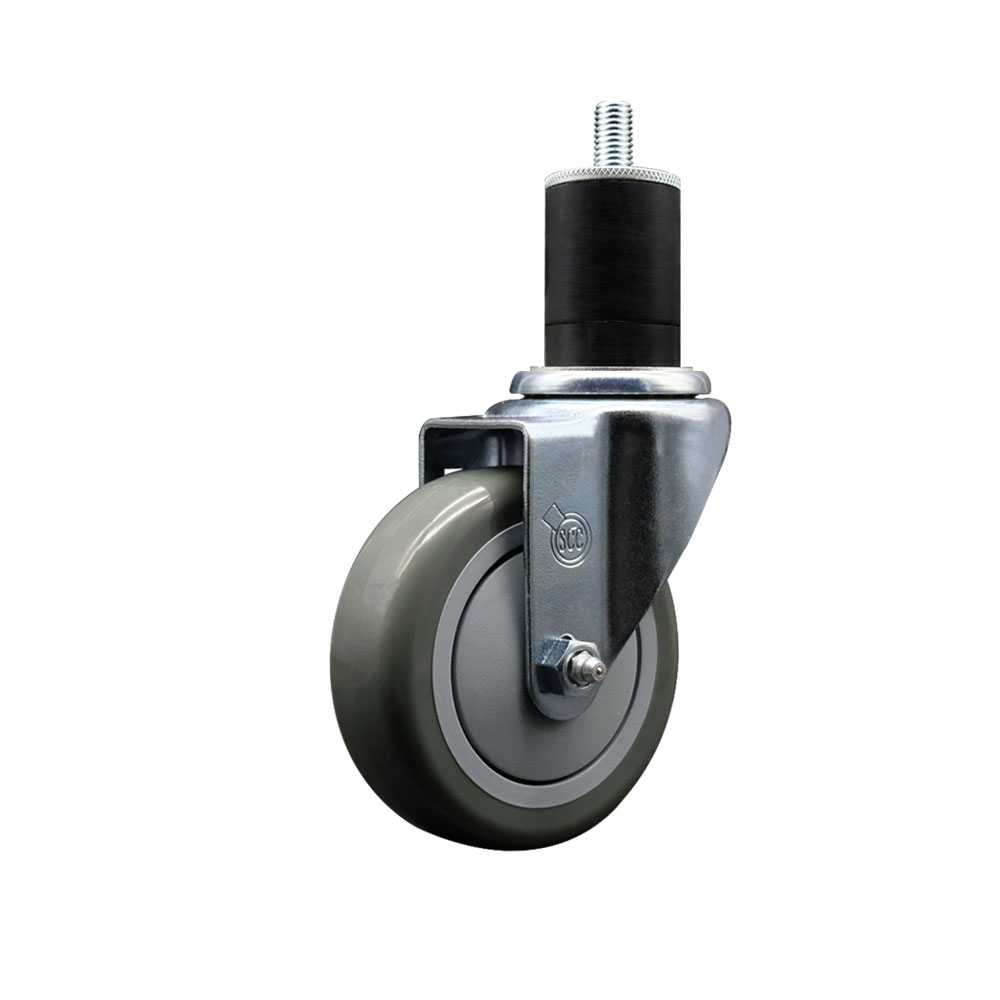SCC-EX20S414-PPUB-134 Polyurethane Expanding Stem Swivel Caster with 4 in. Gray Wheel & 1.75 in. Stem