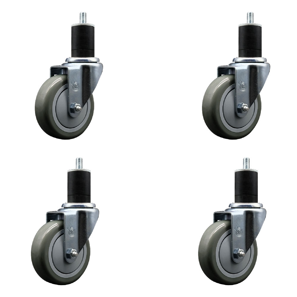 SCC-EX20S414-PPUB-134-4 Polyurethane Swivel Expanding Stem Caster with 4 in. Gray Wheels & 1.75 in. Stems - Set of 4