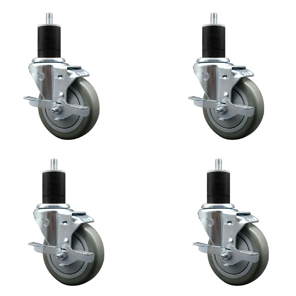 SCC-EX20S414-PPUB-TLB-134-4 Polyurethane Swivel Expanding Stem Caster with 4 in. Gray Wheels & 1.75 in. Stems - Set of 4