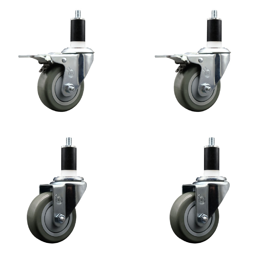 SCC-EXTTL20S3514-PPUB-2-S-2-138 Polyurethane Swivel Expanding Stem Caster with 3.5 in. Gray Wheels & 1.38 in. Stems - Set of 4