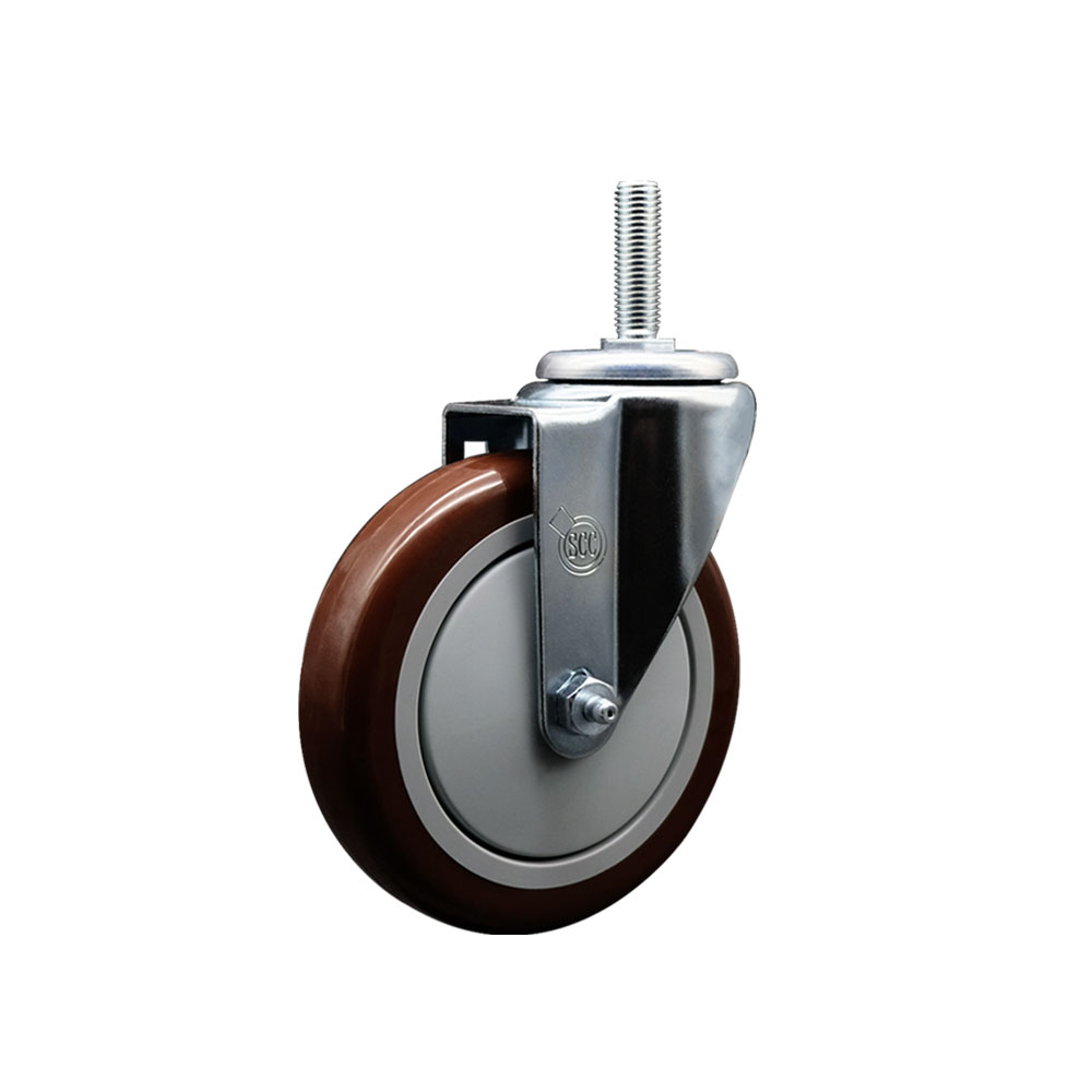 SCC-TS20S514-PPUB-MRN-58212 Polyurethane Swivel Threaded Stem Caster with 5 x 1.25 in. Maroon Wheel & 0.63 in. Stem