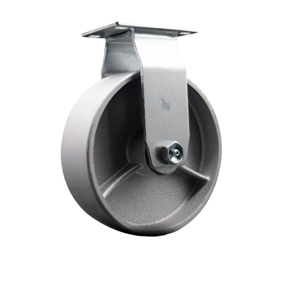 SCC-20R620-SSB Rigid Top Plate Caster, Silver - 6 in. by 2 in. Semi Steel Cast Iron Wheel Ball Bearing