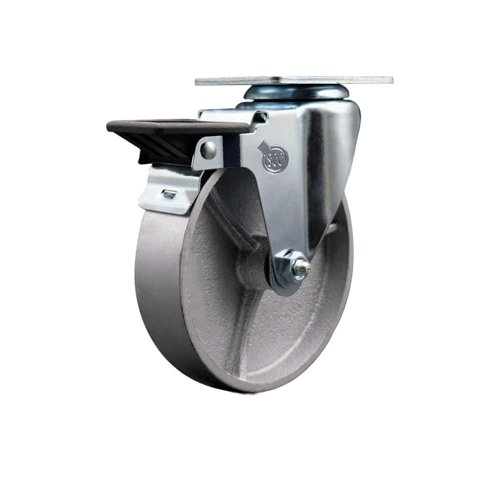 Semi Steel Swivel Caster - Silver - 5 in. - Posi Lock Brake