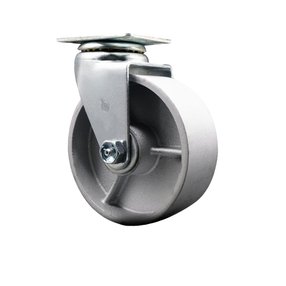 SCC-20S520-SSB Swivel Top Plate Caster, Silver - 5 in. by 2 in. Semi Steel Cast Iron Wheel Ball Bearing