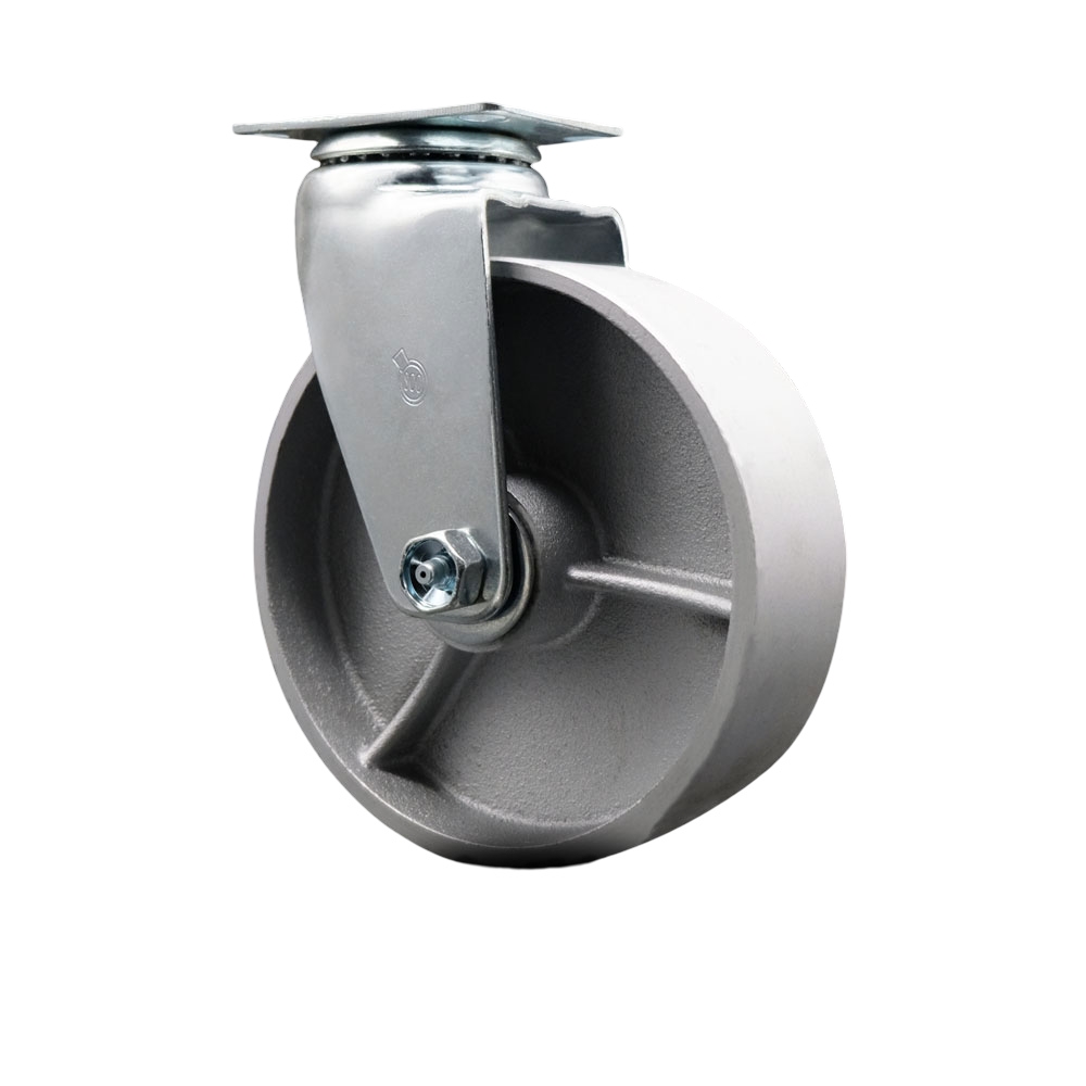 SCC-20S620-SSB Swivel Top Plate Caster, Silver - 6 in. by 2 in. Semi Steel Cast Iron Wheel Ball Bearing