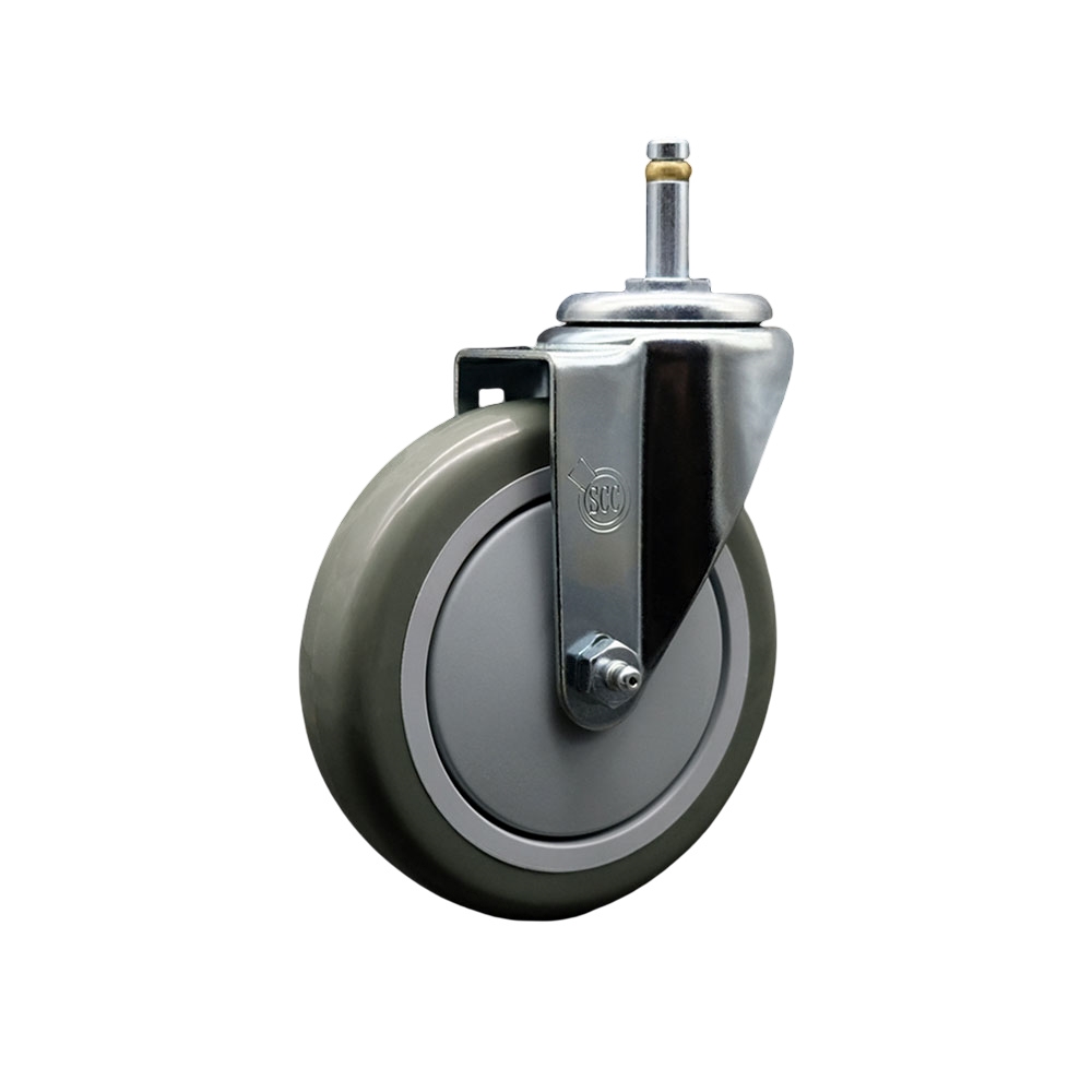 SCC-GR20S514-PPUB-716138 Polyurethane Swivel Grip Ring Stem Caster with 5 x 1.25 in. Gray Wheel & 0.43 in. Stem