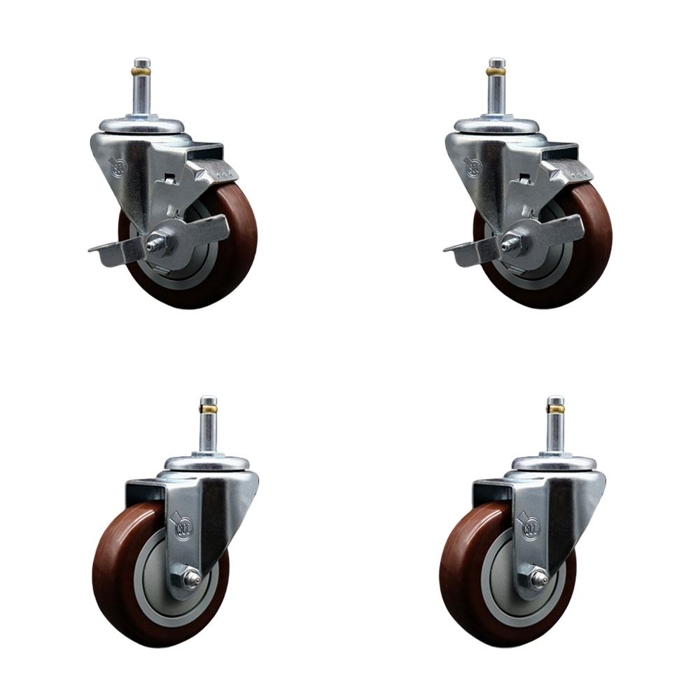 GR20S3514-PPUB-MRN-TLB-716138-2-S-2 Polyurethane Swivel Grip Ring Stem Caster with 3.5 x 1.25 in. Maroon Wheels & 0.43 in. Stems - Set of 4