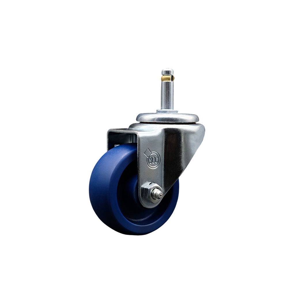 SCC-GR20S314-SPUS-716138 Solid Polyurethane Swivel Grip Ring Stem Caster with 3 x 1.25 in. Blue Wheel & 0.43 in. Stem