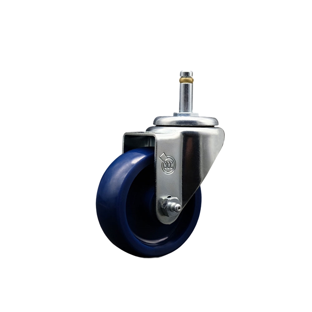 SCC-GRTTL20S3514-SPUS-716138 Solid Polyurethane Swivel Grip Ring Stem Caster with 3.5 x 1.25 in. Blue Wheel & 0.43 in. Stem & Total Locking Brake