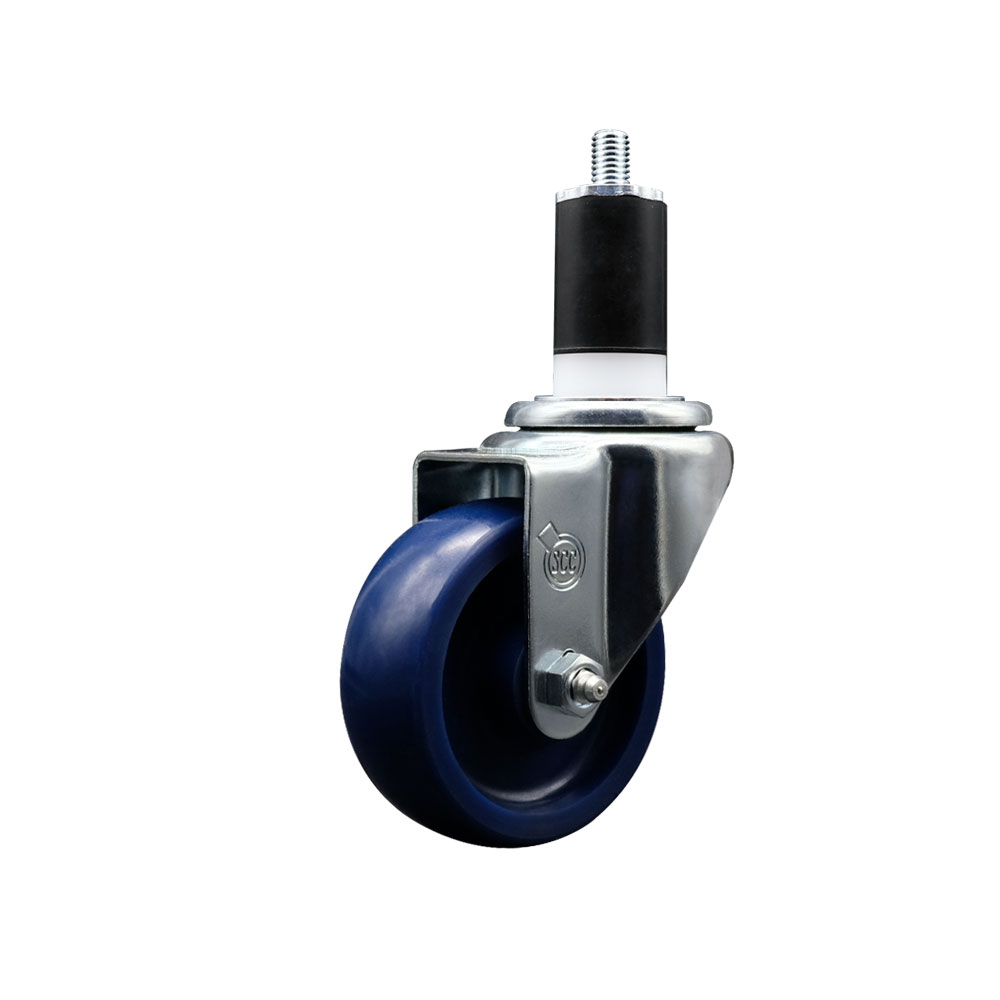 SCC-EX20S3514-SPUS-112 Solid Polyurethane Expanding Stem Swivel Caster with 3.5 in. Blue Wheel & 1.5 in. Stem