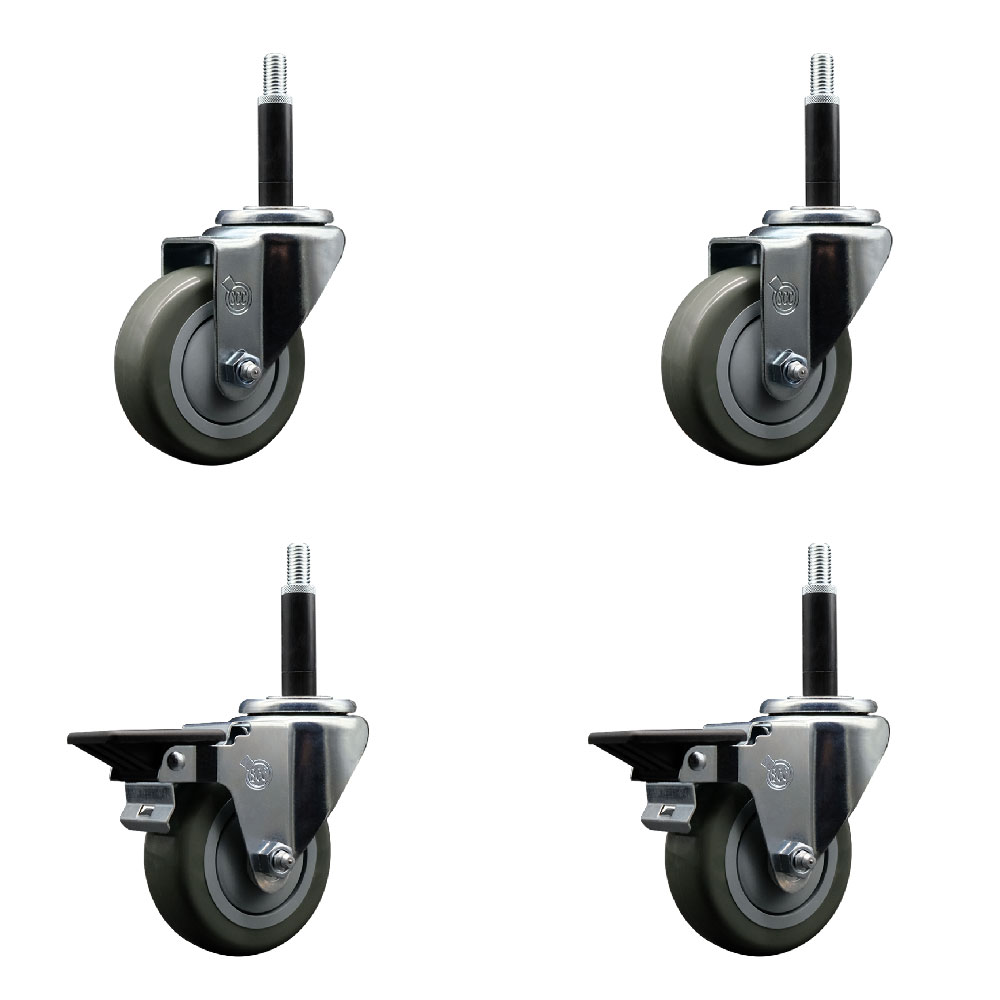 SCC-EX20S3514-PPUB-2-PLB-2-34 Polyurethane Swivel Expanding Stem Caster with 3.5 in. Gray Wheels & 0.75 in. Stems - Set of 4