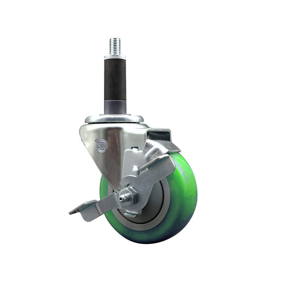 Polyurethane Swivel Caster - Green - 3.5 in. Wheel - Top Lock Brake