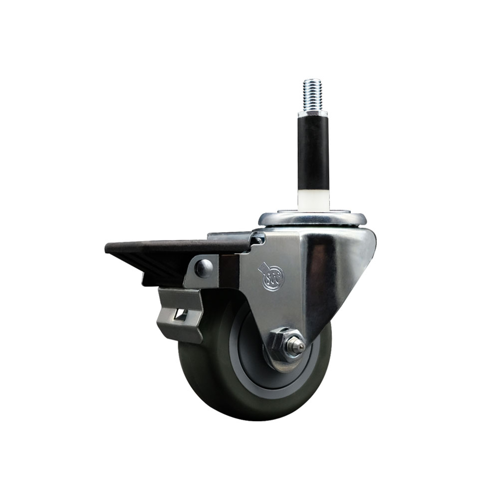 SCC-EX20S314-PPUB-PLB-78 Polyurethane Expanding Stem Swivel Caster with 3 in. Gray Wheel & 0.87 in. Stem & Posi Locking Brake