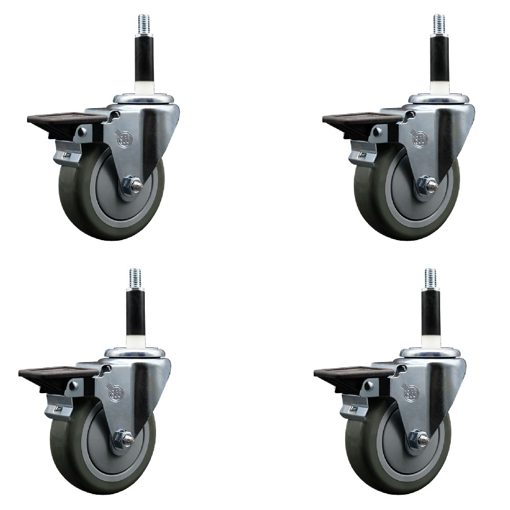 SCC-EX20S414-PPUB-PLB-78-4 Polyurethane Swivel Expanding Stem Caster with 4 in. Gray Wheels & 0.87 in. Stems - Set of 4