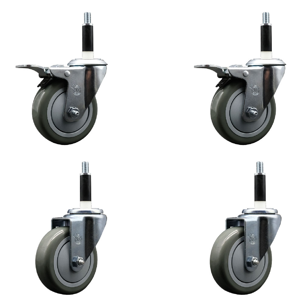 SCC-EXTTL20S414-PPUB-2-S-2-78 Polyurethane Swivel Expanding Stem Caster with 4 in. Gray Wheels & 0.87 in. Stems - Set of 4