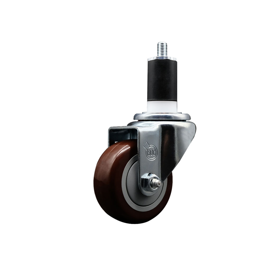 SCC-EX20S314-PPUB-MRN-112 Polyurethane Expanding Stem Swivel Caster with 3 in. Maroon Wheel & 1.5 in. Stem