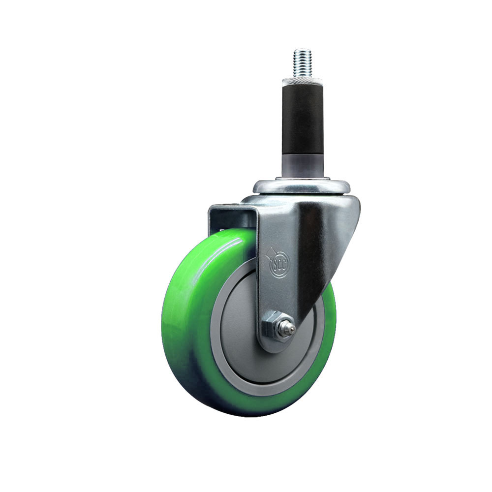 SCC-EX20S414-PPUB-GRN-118 Polyurethane Expanding Stem Swivel Caster with 4 in. Green Wheel & 1.13 in. Stem