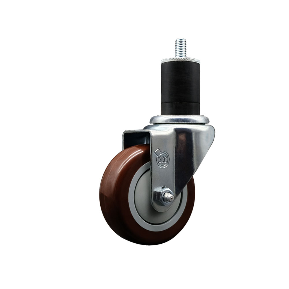 SCC-EX20S3514-PPUB-MRN-134 Polyurethane Expanding Stem Swivel Caster with 3.5 in. Maroon Wheel & 1.75 in. Stem