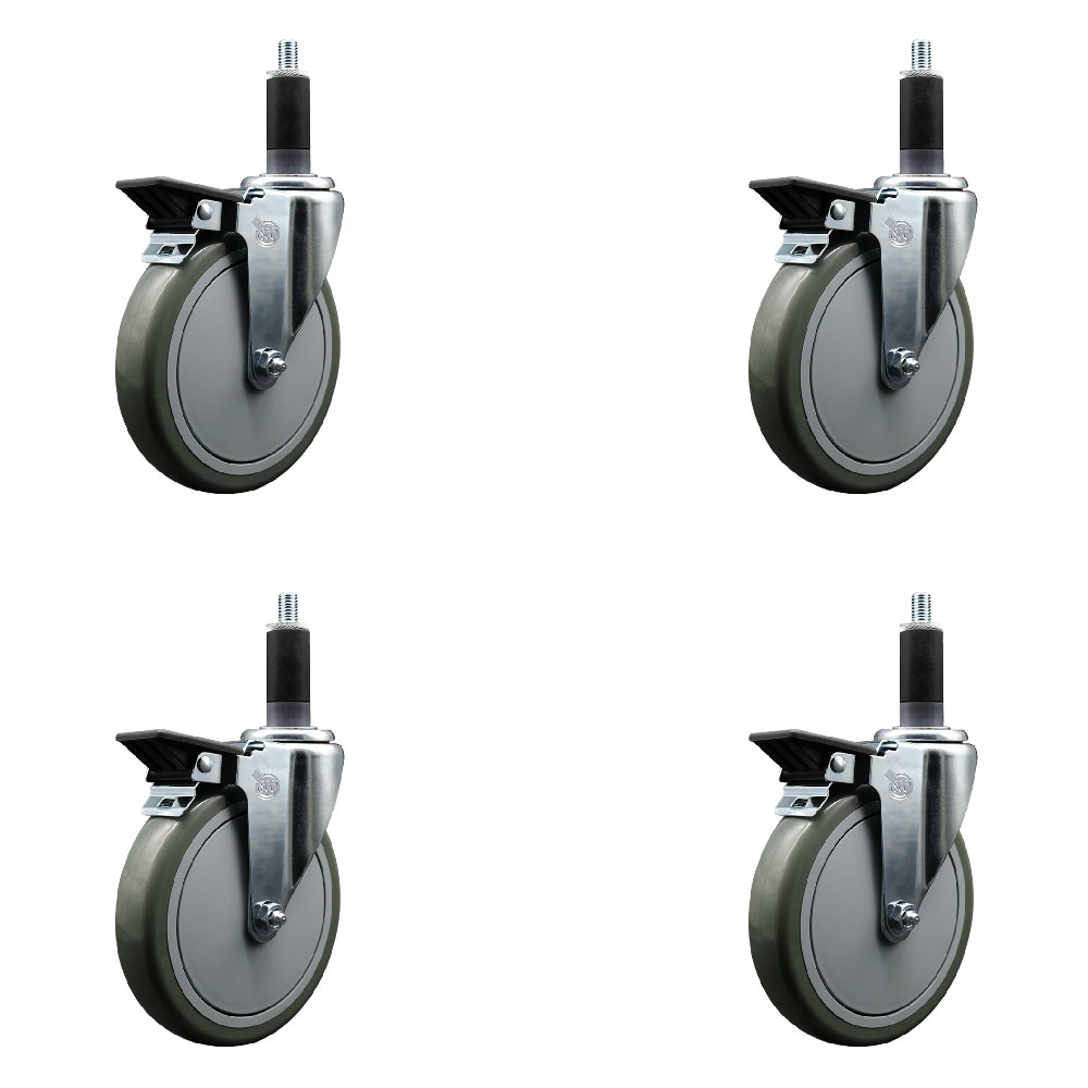 SCC-EX20S614-PPUB-PLB-118-4 Polyurethane Swivel Expanding Stem Caster with 6 in. Gray Wheels & 1.13 in. Stems - Set of 4
