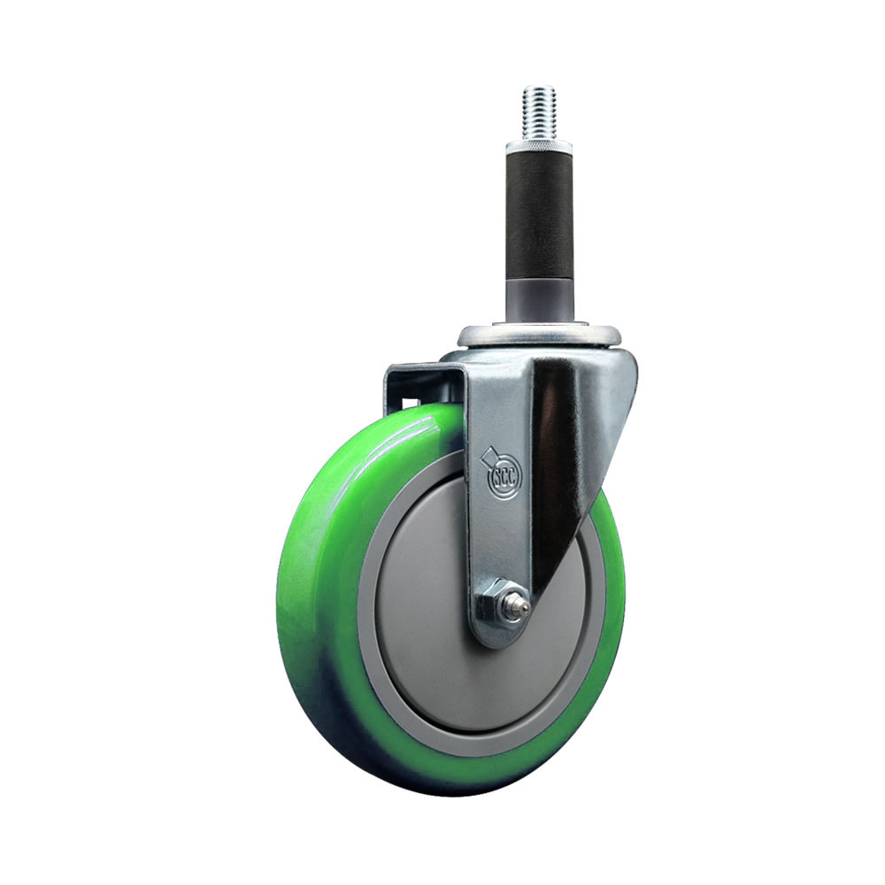 SCC-EX20S514-PPUB-GRN-1 Polyurethane Expanding Stem Swivel Caster with 5 in. Green Wheel & 1 in. Stem