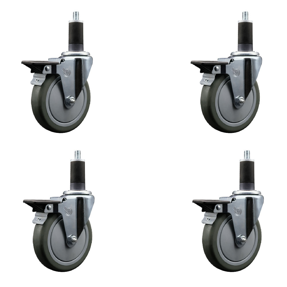 SCC-EX20S514-PPUB-PLB-114-4 Polyurethane Swivel Expanding Stem Caster with 5 in. Gray Wheels & 1.25 in. Stems - Set of 4