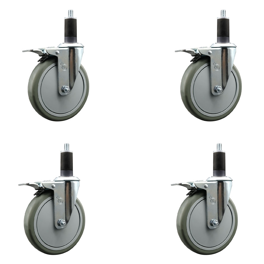 SCC-EXTTL20S614-PPUB-114-4 Polyurethane Swivel Expanding Stem Caster with 6 in. Gray Wheels & 1.25 in. Stems - Set of 4