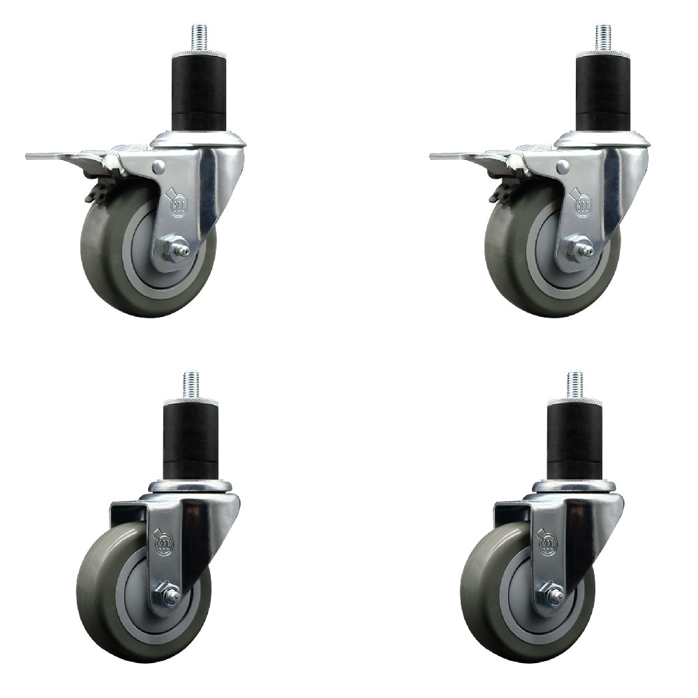 SCC-EXTTL20S3514-PPUB-2-S-2-134 Polyurethane Swivel Expanding Stem Caster with 3.5 in. Gray Wheels & 1.75 in. Stems - Set of 4