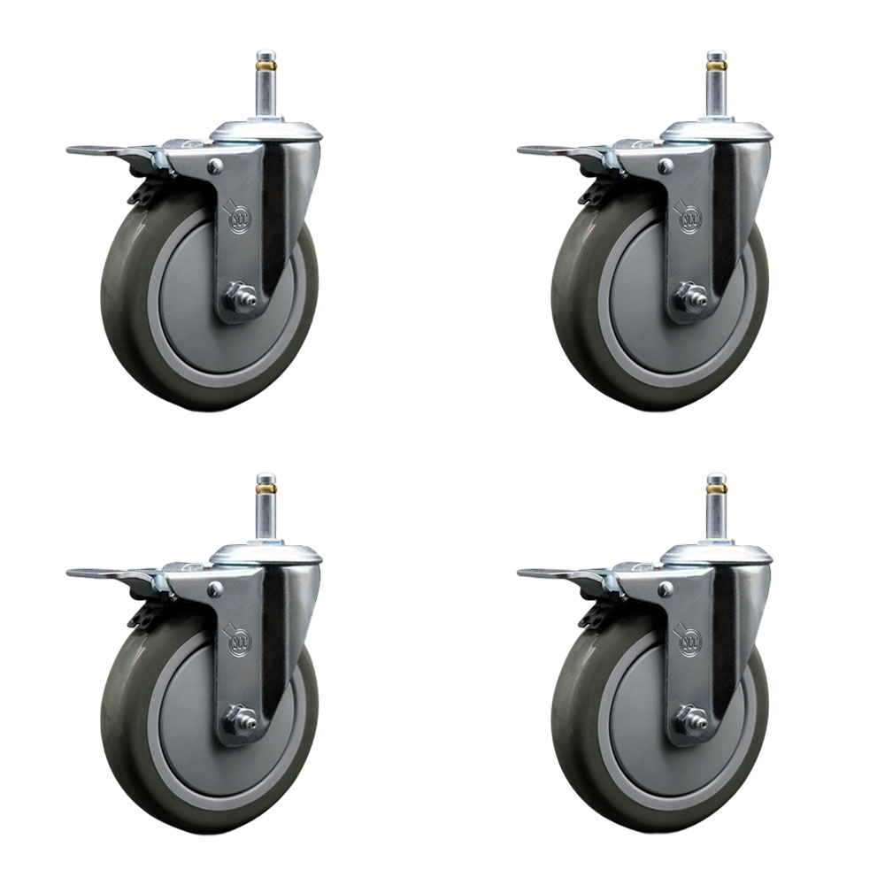 SCC-GRTTL20S514-PPUB-716138-4 Polyurethane Swivel Grip Ring Stem Caster with 5 x 1.25 in. Gray Wheels & 0.43 in. Stems - Set of 4