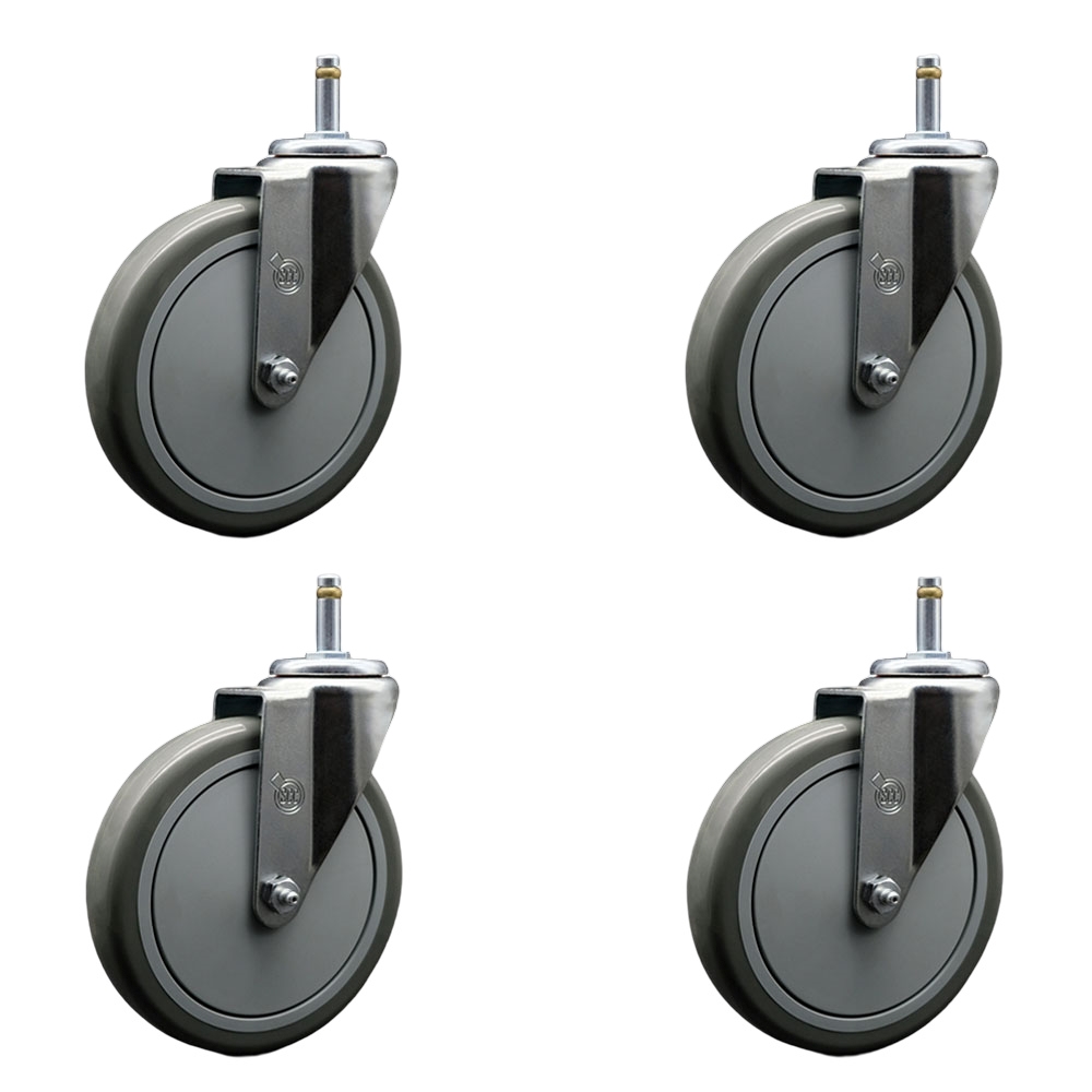 SCC-GR20S614-PPUB-716138-4 Polyurethane Swivel Grip Ring Stem Caster with 6 x 1.25 in. Gray Wheels & 0.43 in. Stems - Set of 4