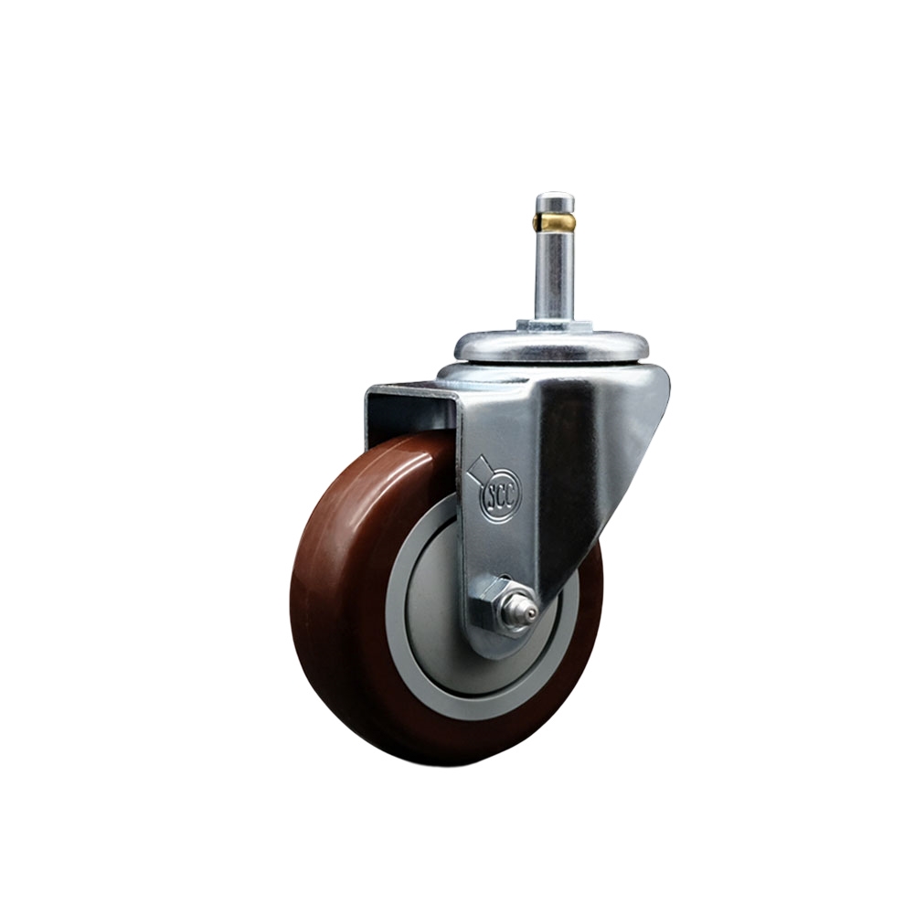 SCC-GR20S3514-PPUB-MRN-716138 Polyurethane Swivel Grip Ring Stem Caster with 3.5 x 1.25 in. Maroon Wheel & 0.43 in. Stem