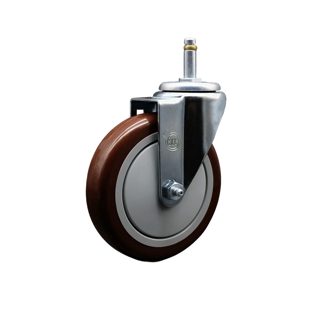 SCC-GR20S514-PPUB-MRN-716138 Polyurethane Swivel Grip Ring Stem Caster with 5 x 1.25 in. Maroon Wheel & 0.43 in. Stem