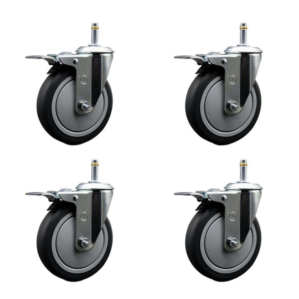 SCC-GRTTL20S514-TPRB-716138-4 Thermoplastic Rubber Swivel Grip Ring Stem Caster with 5 x 1.25 in. Gray Wheels & 0.43 in. Stems - Set of 4