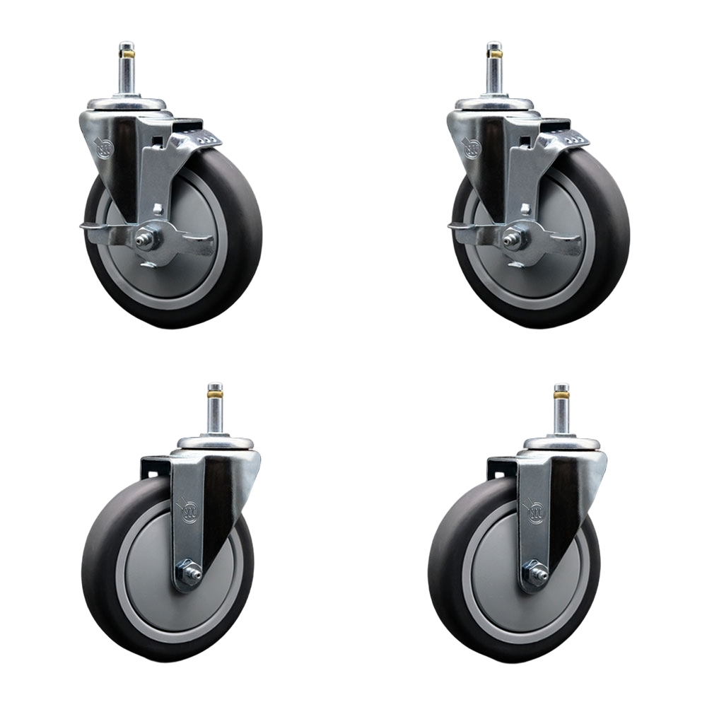 SCC-GR20S514-TPRB-TLB-716138-2-S-2 Thermoplastic Rubber Swivel Grip Ring Stem Caster, 5 x 1.25 in. Gray Wheels & 0.43 in. Stems - Set of 4