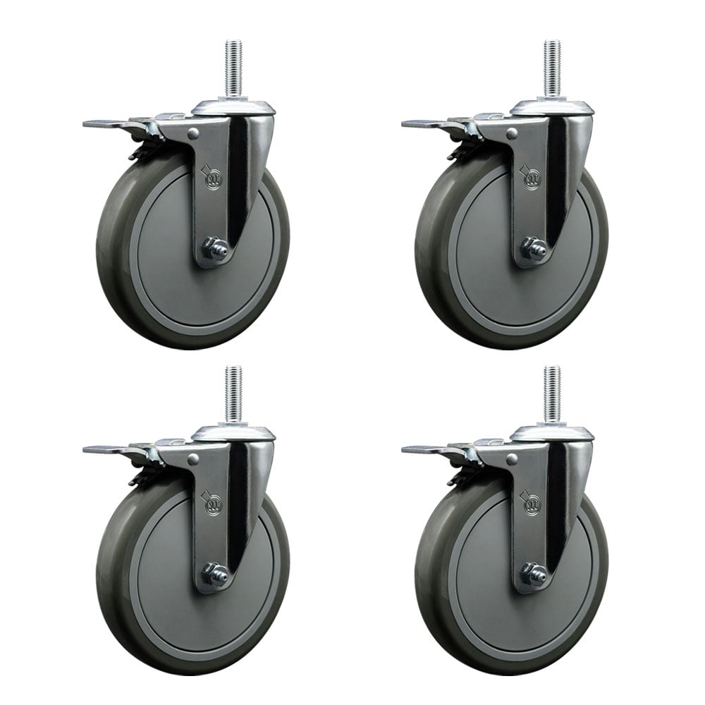SCC-TSTTL20S614-PPUB-34212-4 Polyurethane Swivel Threaded Stem Caster with 6 x 1.25 in. Gray Wheels & 0.75 in. Stems - Set of 4