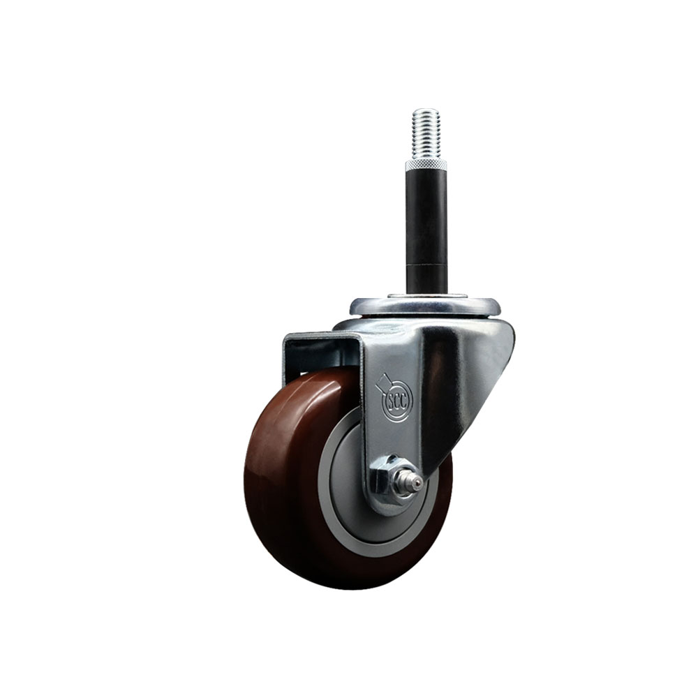 SCC-EX20S314-PPUB-MRN-34 Polyurethane Expanding Stem Swivel Caster with 3 in. Maroon Wheel & 0.75 in. Stem