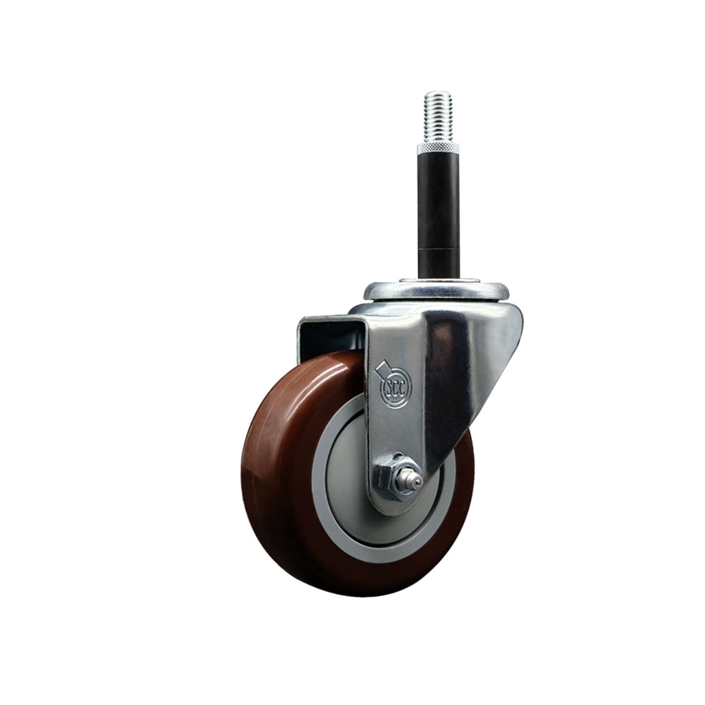 SCC-EX20S3514-PPUB-MRN-34 Polyurethane Expanding Stem Swivel Caster with 3.5 in. Maroon Wheel & 0.75 in. Stem