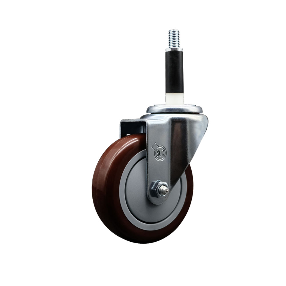 SCC-EX20S414-PPUB-MRN-78 Polyurethane Expanding Stem Swivel Caster with 4 in. Maroon Wheel & 0.87 in. Stem