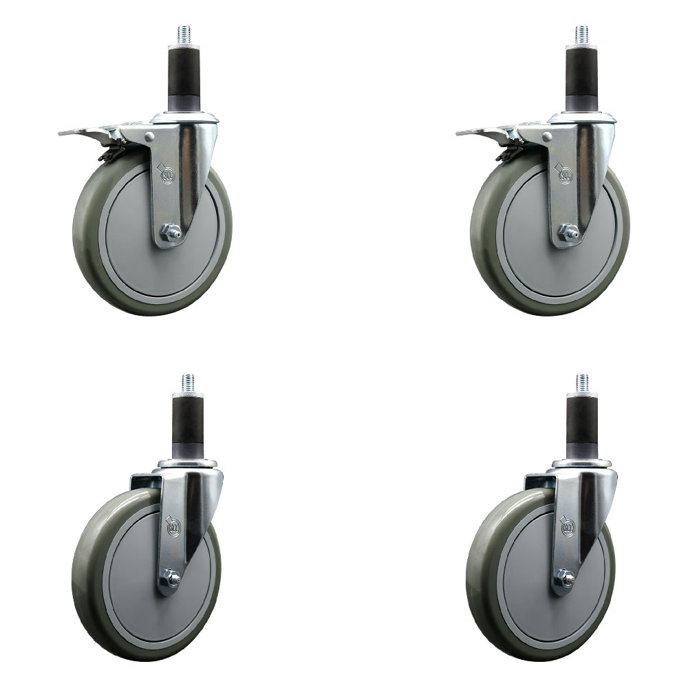 SCC-EXTTL20S614-PPUB-2-S-2-114 Polyurethane Swivel Expanding Stem Caster with 6 in. Gray Wheels & 1.25 in. Stems - Set of 4