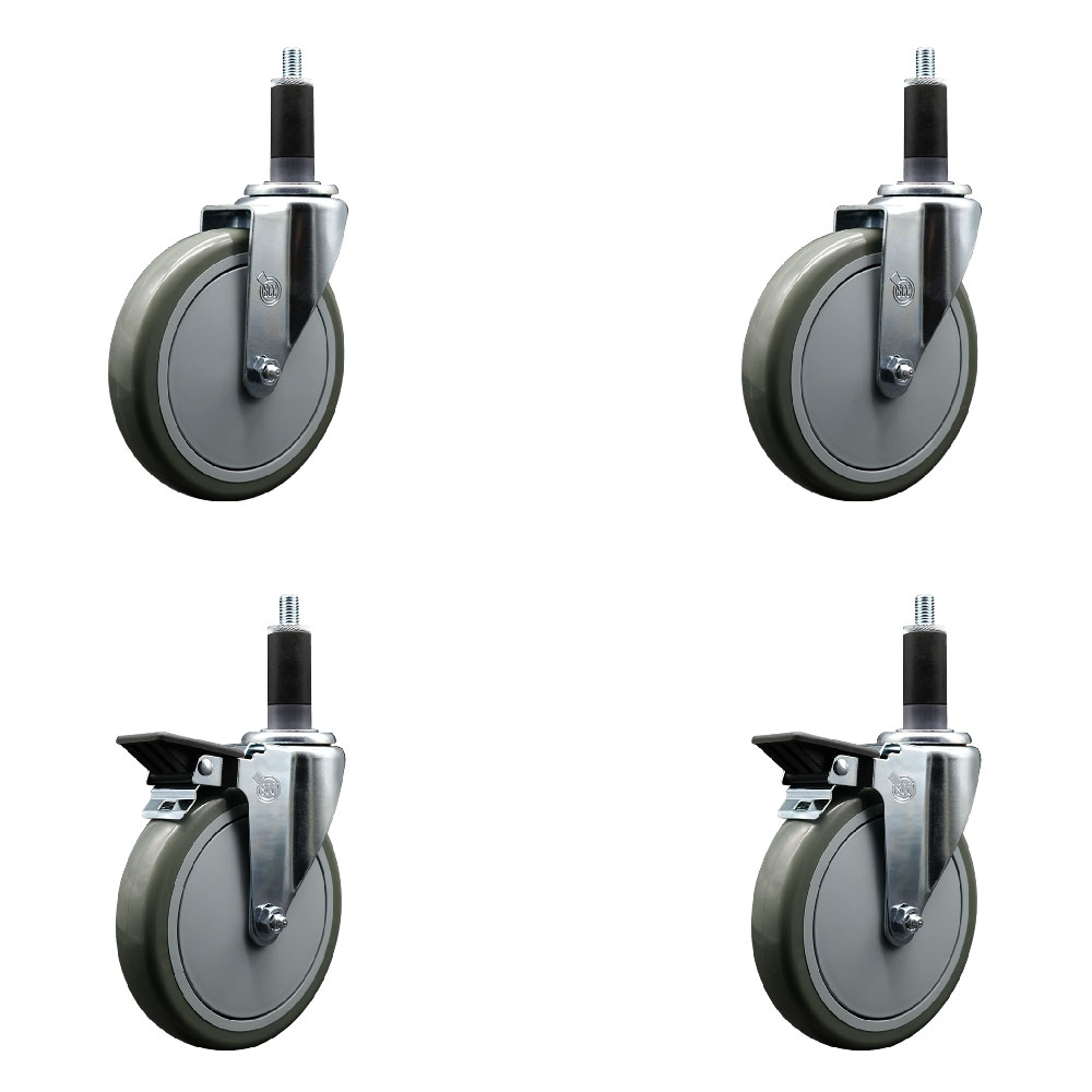 SCC-EX20S614-PPUB-2-PLB-2-118 Polyurethane Swivel Expanding Stem Caster with 6 in. Gray Wheels & 1.13 in. Stems - Set of 4