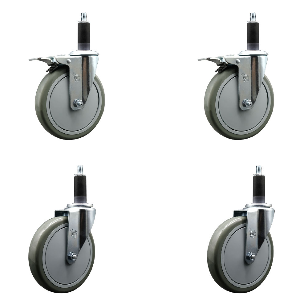 SCC-EXTTL20S614-PPUB-2-S-2-118 Polyurethane Swivel Expanding Stem Caster with 6 in. Gray Wheels & 1.13 in. Stems - Set of 4