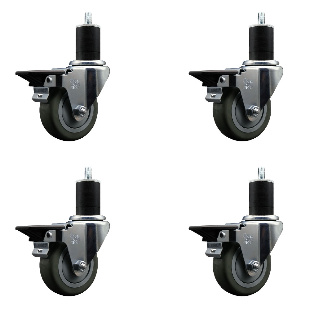 SCC-EX20S3514-PPUB-PLB-134-4 Polyurethane Swivel Expanding Stem Caster with 3.5 in. Gray Wheels & 1.75 in. Stems - Set of 4
