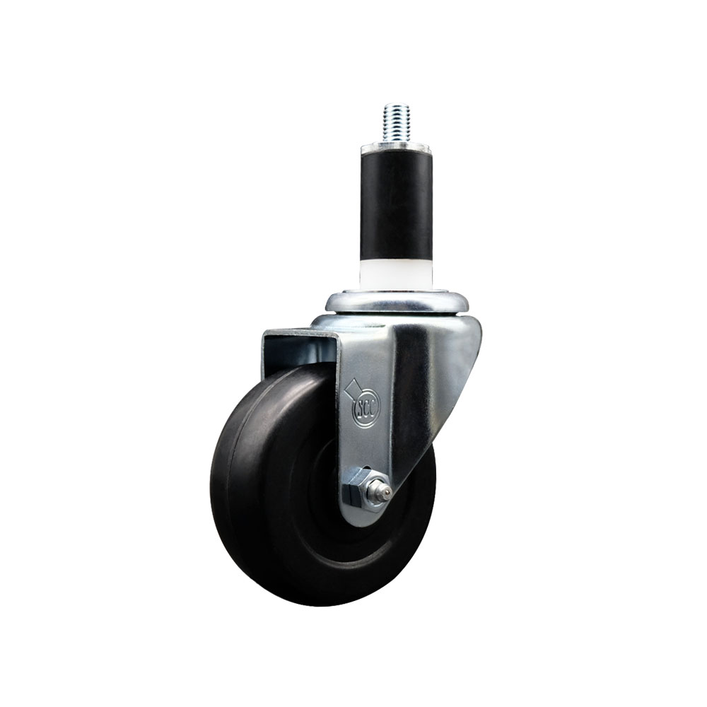 SCC-EX20S3514-SRS-138 Soft Rubber Expanding Stem Swivel Caster with 3.5 in. Black Wheel & 1.38 in. Stem