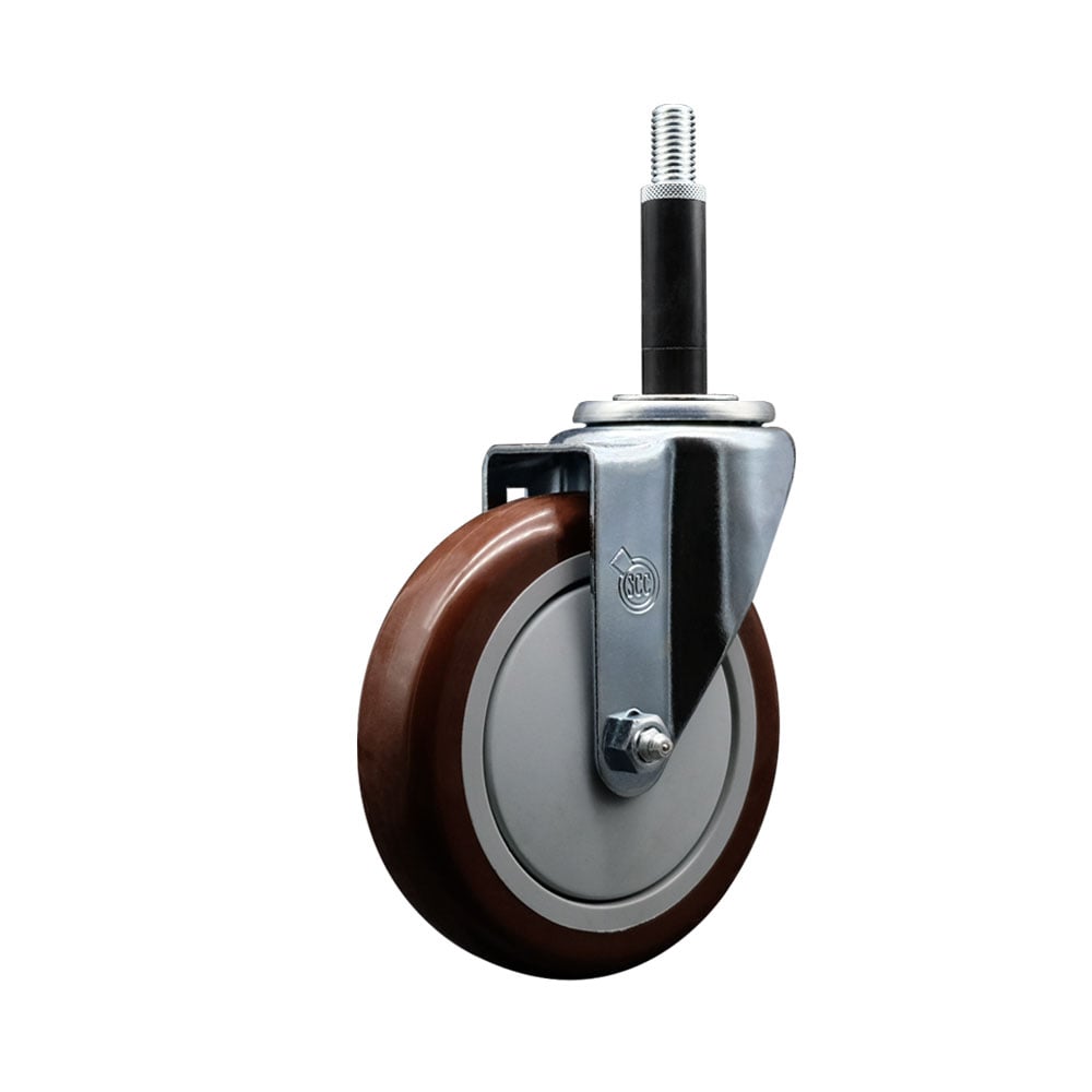 SCC-EX20S514-PPUB-MRN-34 Polyurethane Expanding Stem Swivel Caster with 5 in. Maroon Wheel & 0.75 in. Stem