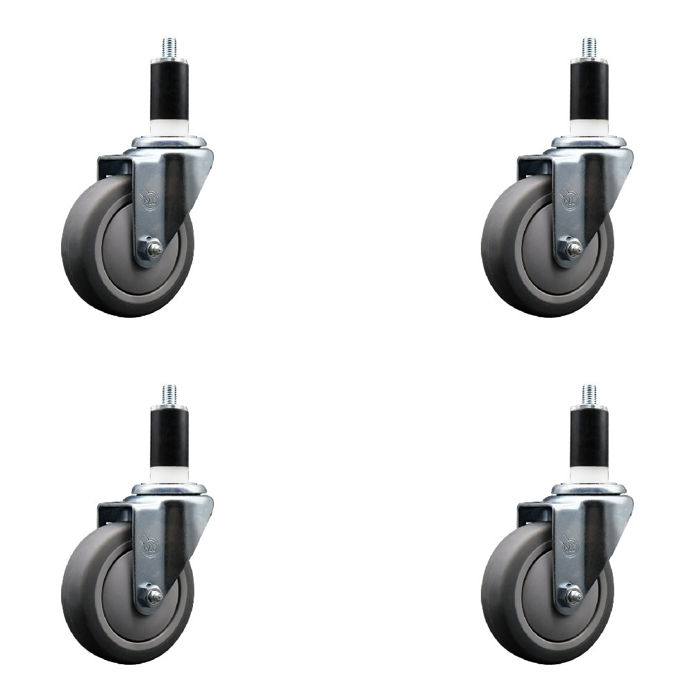 SCC-EX20S414-TPRB-138-4 Thermoplastic Rubber Swivel Expanding Stem Caster with 4 in. Gray Wheels & 1.38 in. Stems - Set of 4