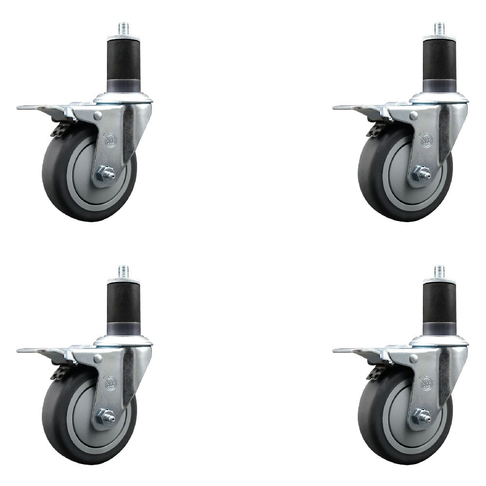 SCC-EXTTL20S414-TPRB-158-4 Thermoplastic Rubber Swivel Expanding Stem Caster with 4 in. Gray Wheels & 1.63 in. Stems - Set of 4
