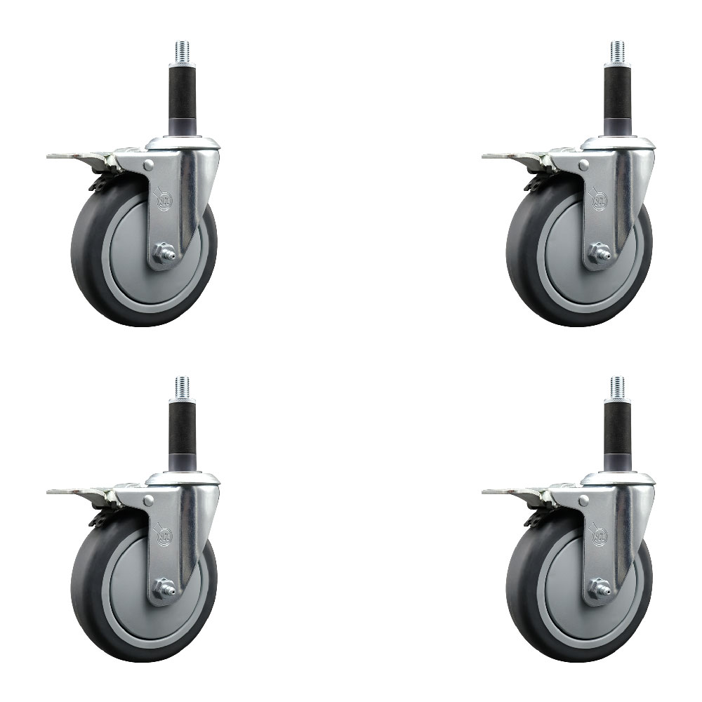 SCC-EXTTL20S514-TPRB-1-4 Thermoplastic Rubber Swivel Expanding Stem Caster with 5 in. Gray Wheels & 1 in. Stems - Set of 4