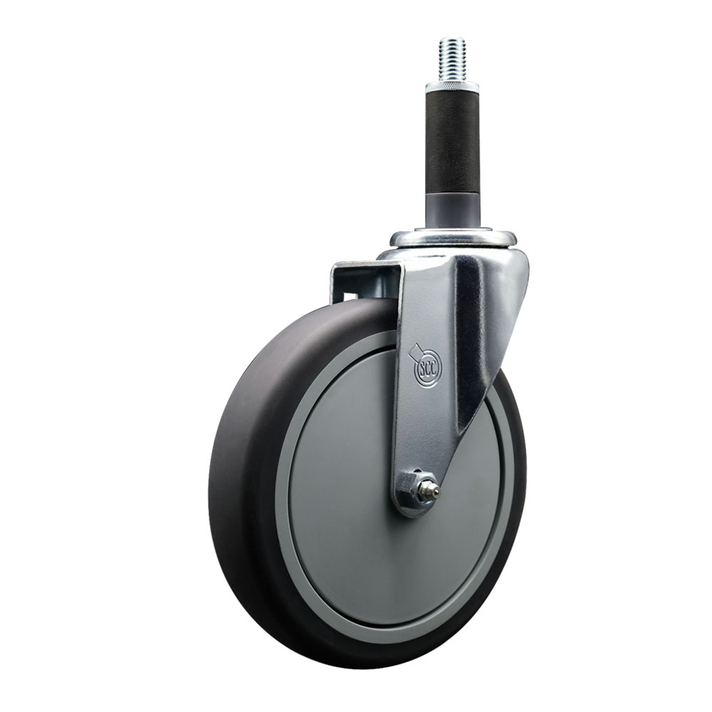 SCC-EX20S614-TPRB-1 Thermoplastic Rubber Swivel Expanding Stem Swivel Caster with 6 in. Gray Wheel & 1 in. Stem
