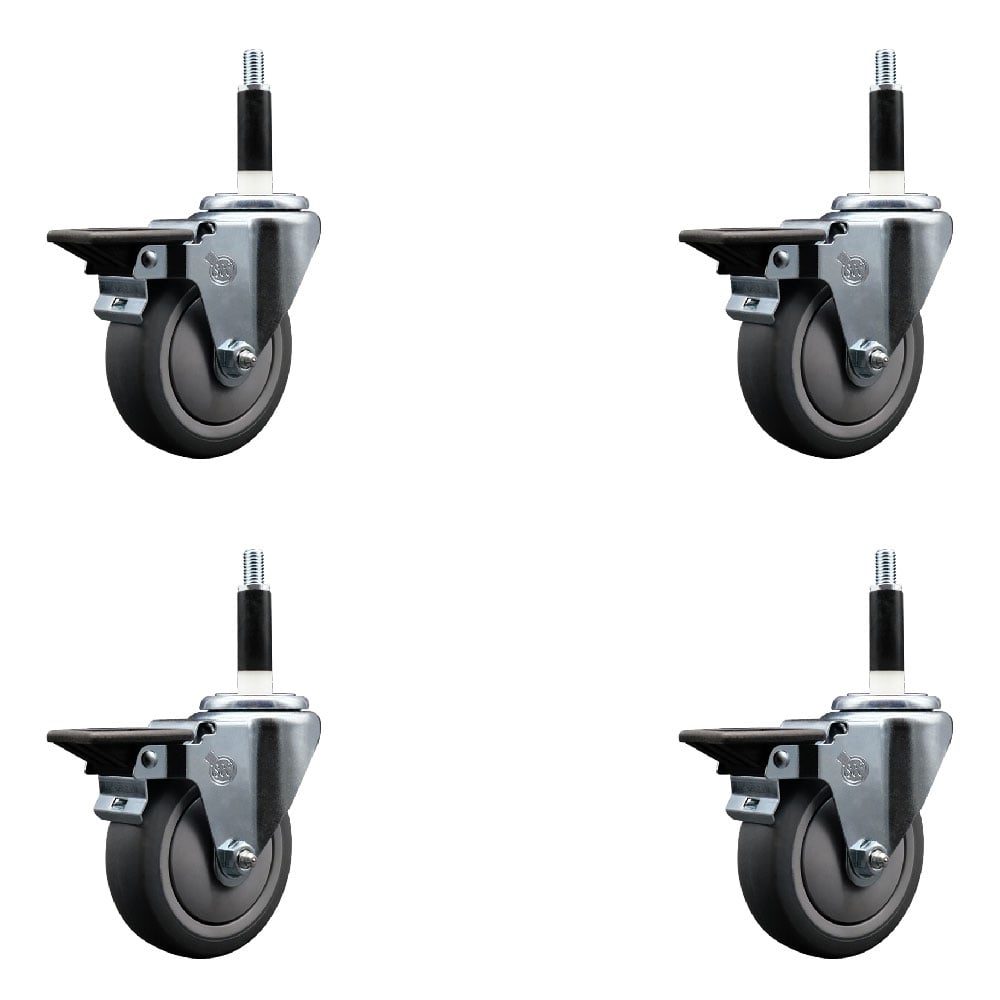 SCC-EX20S414-TPRB-34-4 Thermoplastic Rubber Swivel Expanding Stem Caster with 4 in. Gray Wheels & 0.75 in. Stems - Set of 4