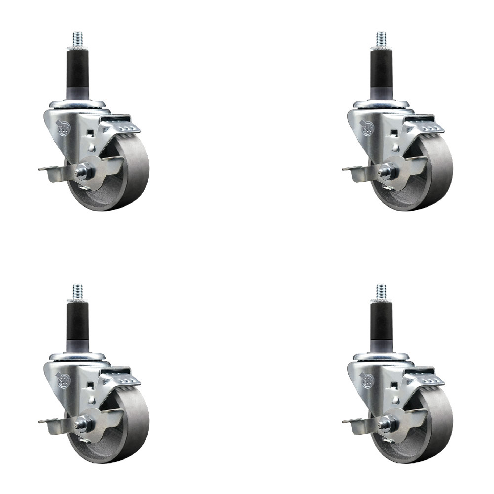 Semi Steel Swivel Casters - Silver - Set of 4 - 300 lbs Capacity